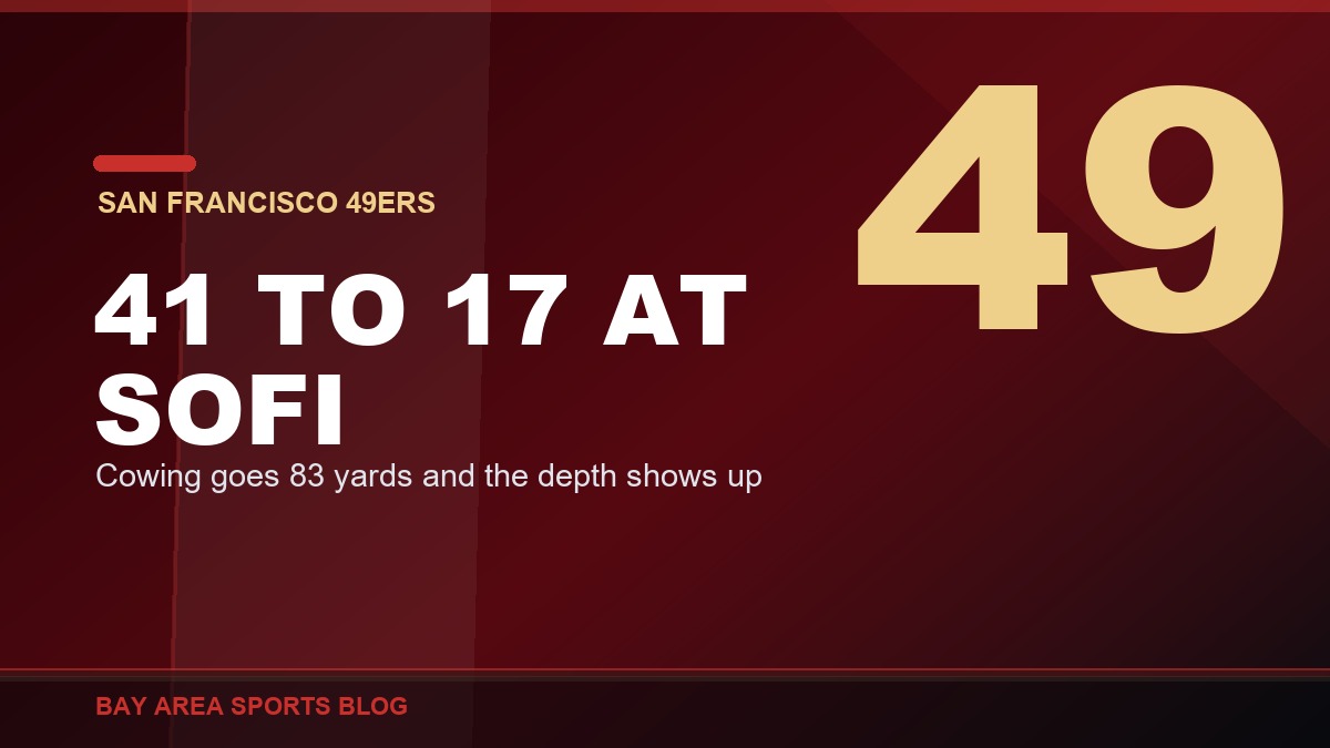 Bay Area Sports Blog: 49ers 41, Chargers 17: Jacob Cowing Went Eighty Three Yards Down the SoFi Sideline and the Whole Night Turned Into Something