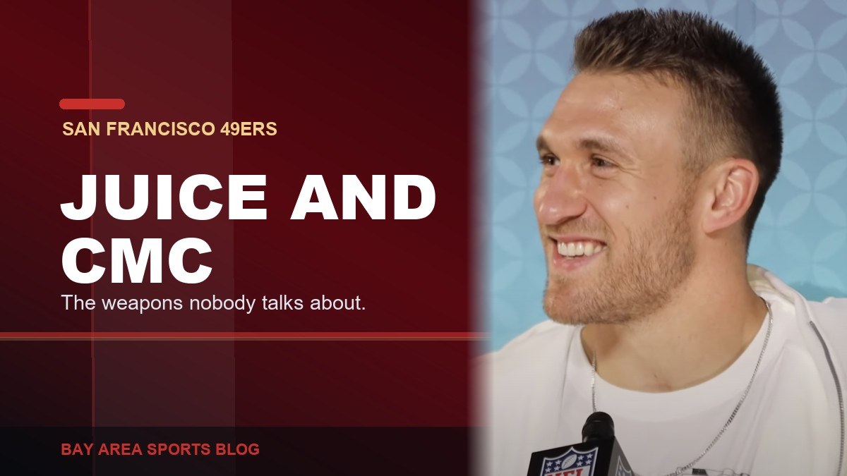 49ers fullback Kyle Juszczyk smiling during a Super Bowl media session