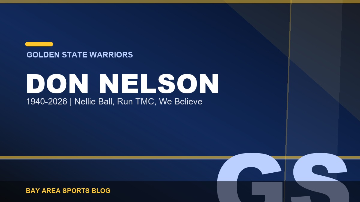 Bay Area Sports Blog graphic: Don Nelson, Warriors coach and Nellie Ball pioneer, dies at 86, August 2026