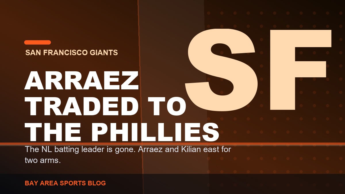 Bay Area Sports Blog graphic: Luis Arraez traded to the Phillies, August 3, 2026