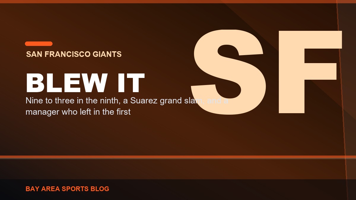 Bay Area Sports Blog graphic: the San Francisco Giants blew a six run ninth inning lead to the Cincinnati Reds
