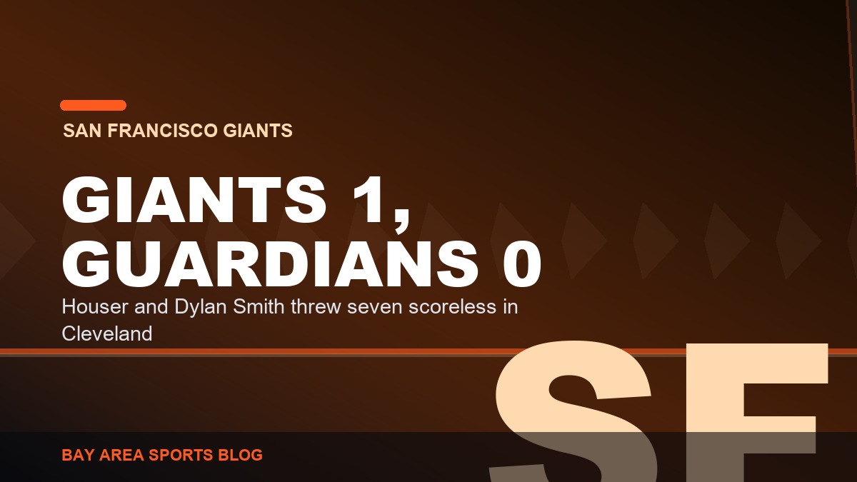 Bay Area Sports Blog graphic: Giants 1, Guardians 0, a shutout in Cleveland, August 19, 2026