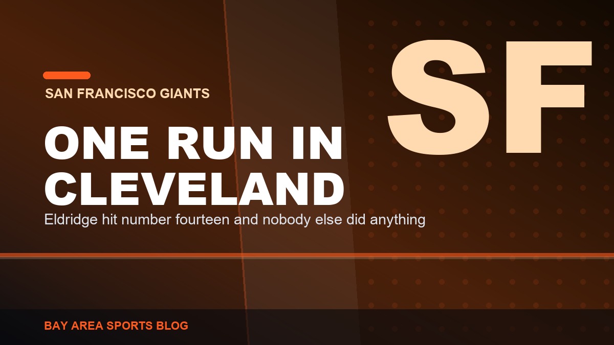 Bay Area Sports Blog graphic: Guardians 8, Giants 1, Bryce Eldridge homers in Cleveland, August 18, 2026