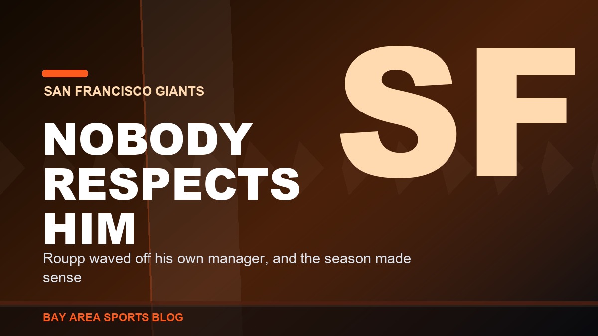 Bay Area Sports Blog graphic: Landen Roupp waves off Tony Vitello during the Giants' 8-0 loss to the Tigers, August 8, 2026