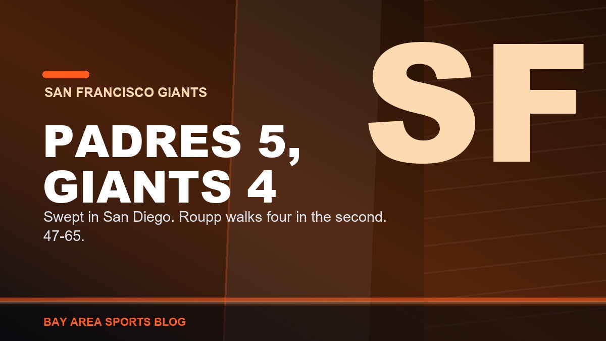 Bay Area Sports Blog graphic: Padres 5, Giants 4, August 2, 2026