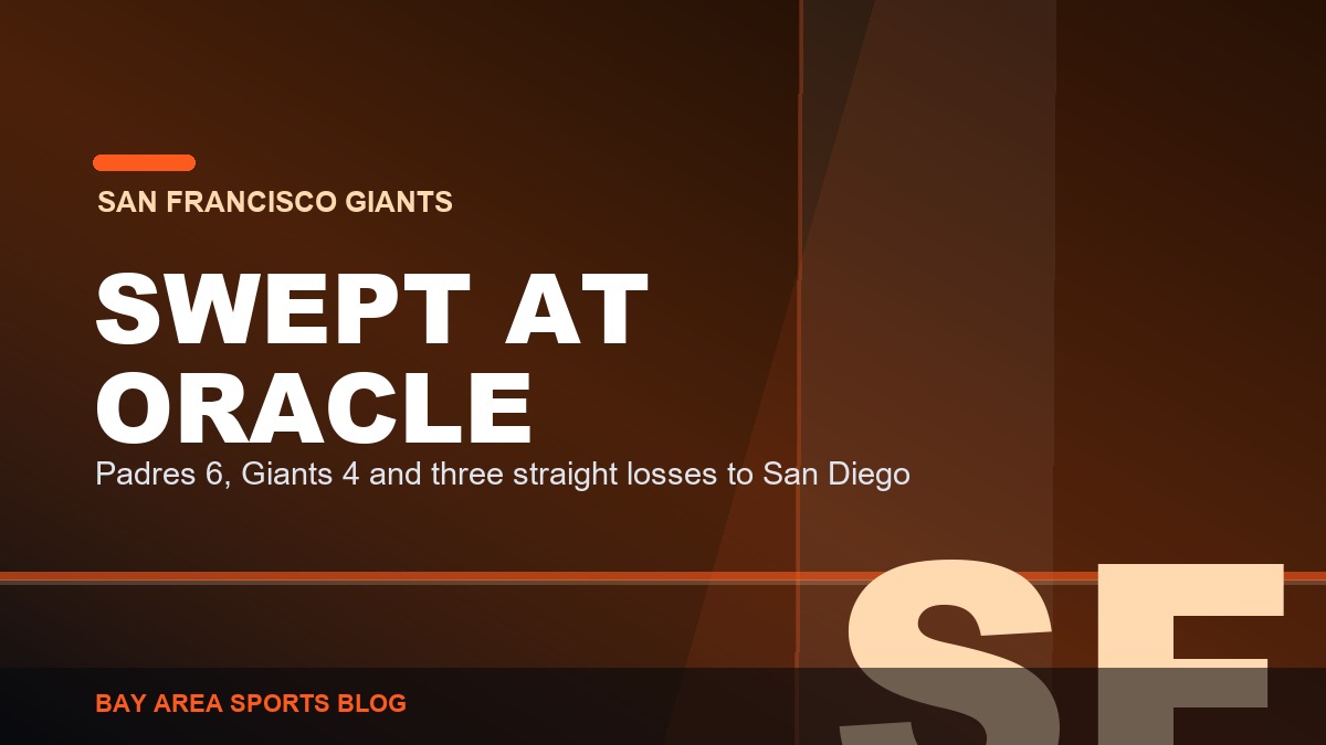 Bay Area Sports Blog graphic: the San Diego Padres swept the San Francisco Giants at Oracle Park