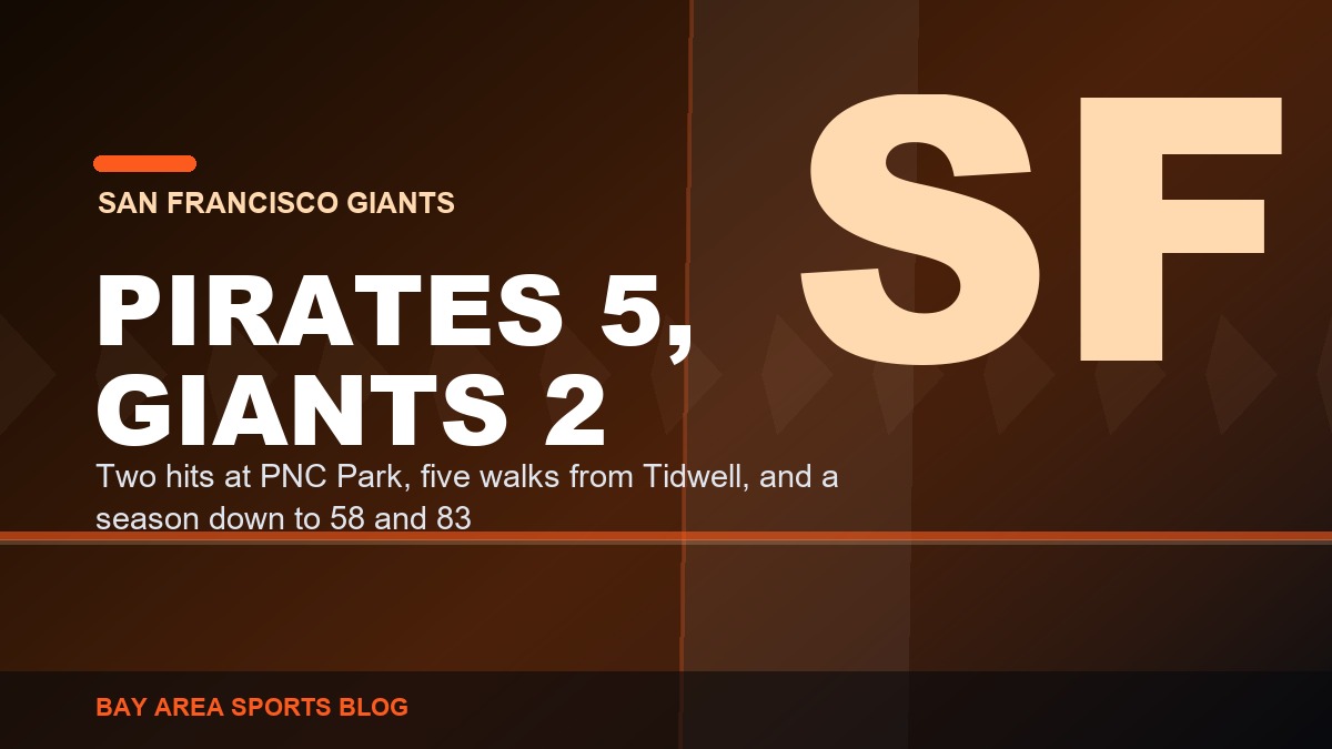 Bay Area Sports Blog graphic: the Pittsburgh Pirates beat the San Francisco Giants 5 to 2 at PNC Park