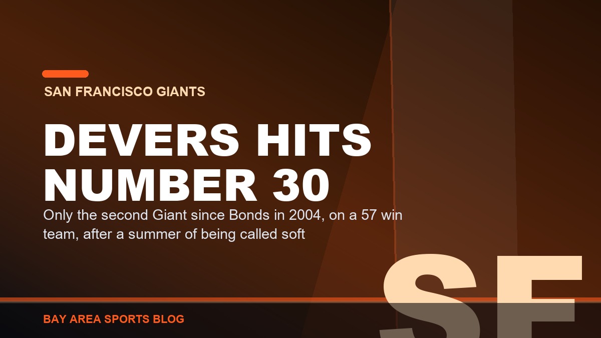 Bay Area Sports Blog graphic: Rafael Devers of the San Francisco Giants hits his 30th home run of 2026