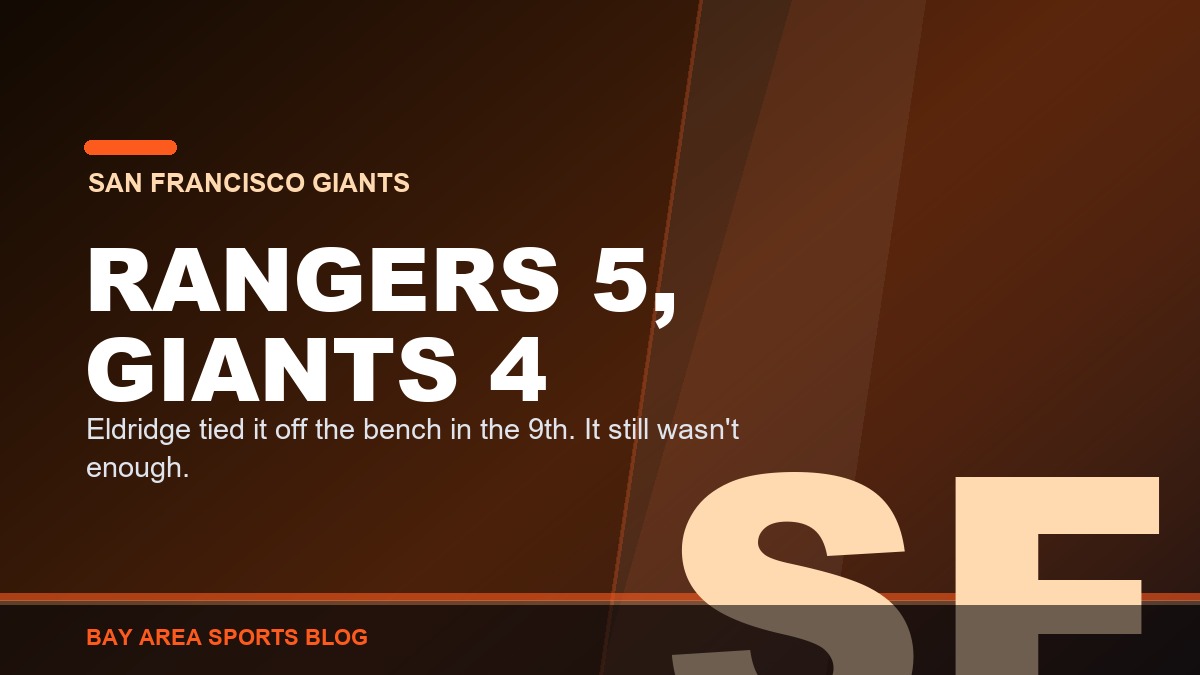 Bay Area Sports Blog graphic: Rangers 5, Giants 4, August 4, 2026