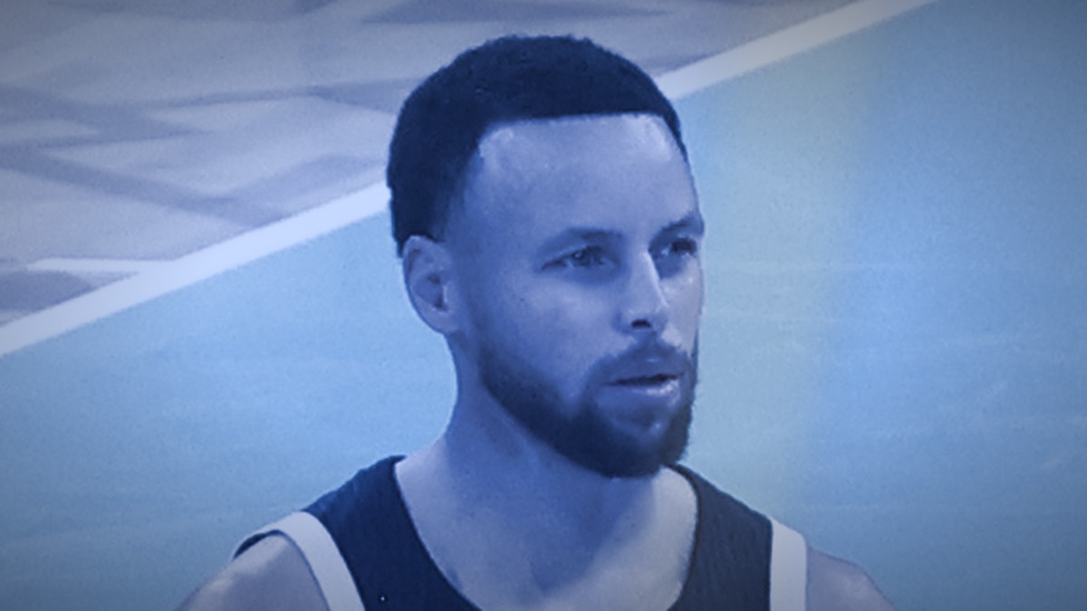 Stephen Curry of the Golden State Warriors on the court